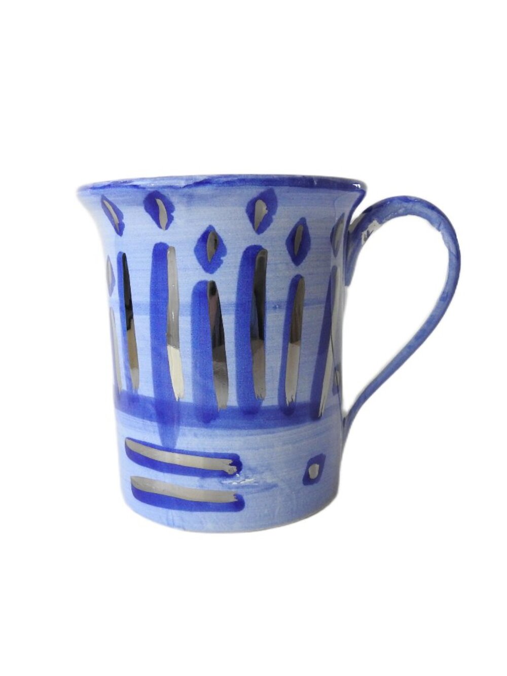 Starbucks Judaica Hand-Painted Menorah Mug Sky Blue Silver 14 oz Italy